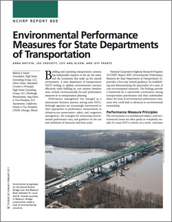 Environmental Performance Measures for State Departments of Transportation