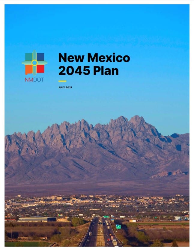 New Mexico 2045 Plan cover with mountains.