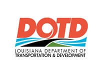 client_louisiana dot Louisiana DOTD logo, road and water design.