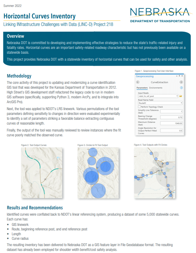 Nebraska DOT horizontal curves inventory report cover