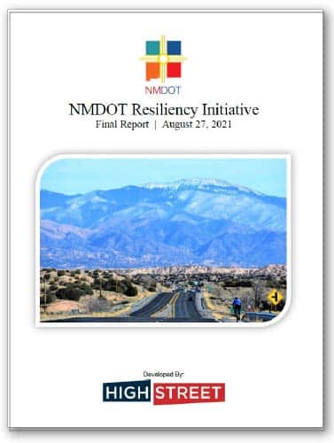 NMDOT Resiliency Initiative Report Cover, Mountain Landscape