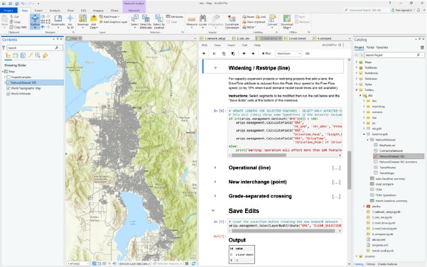 GIS software screen with map and coding interface.